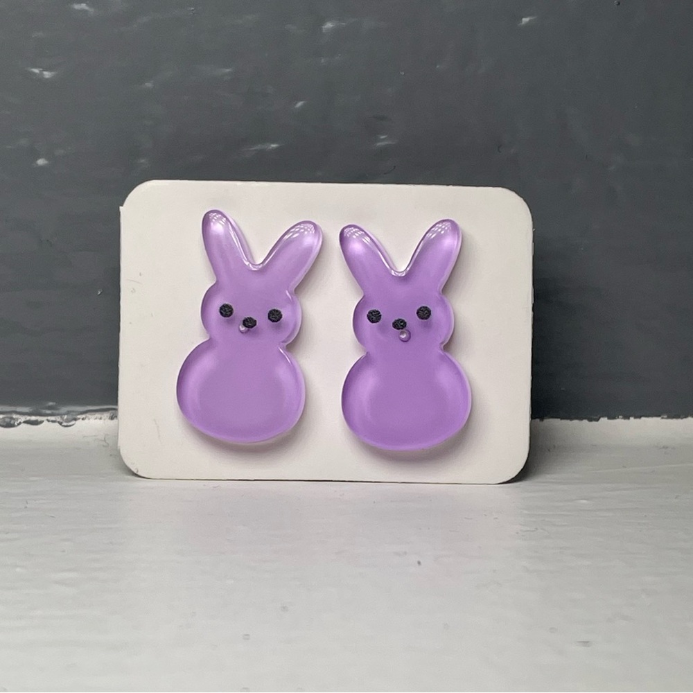 Peeps Bunny Shaped Stud Earrings